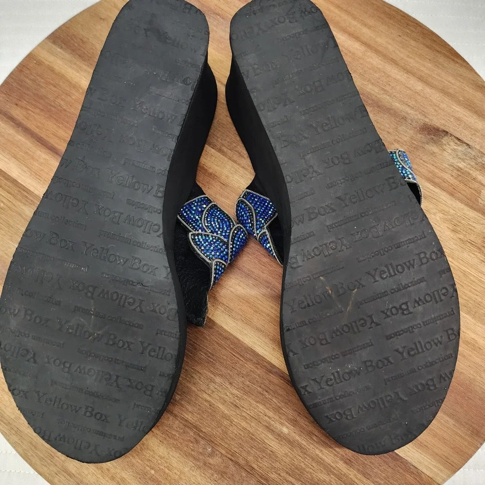 Yellow Box Platform Sandals Blue‎ Rhinestone Butterfly Thong Sandals Women's - Picture 2 of 7